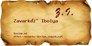 Zavarkó Ibolya névjegykártya